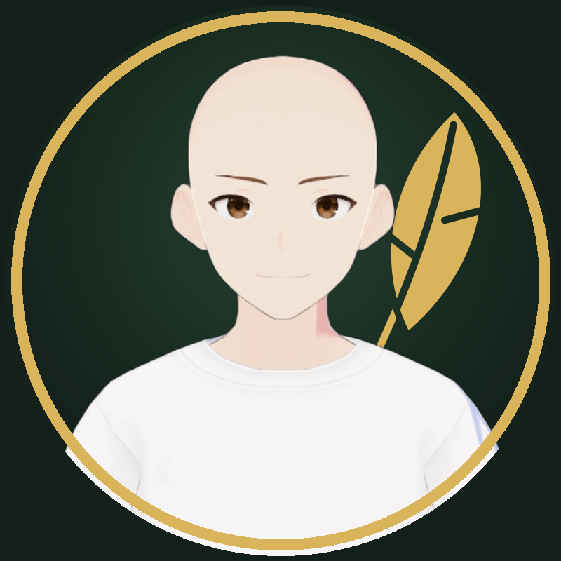 Self-Love Soldier's YouTube channel. Self-Love Soldier’s VTuber avatar in a gold ring on dark green, with a gold feather behind their shoulder